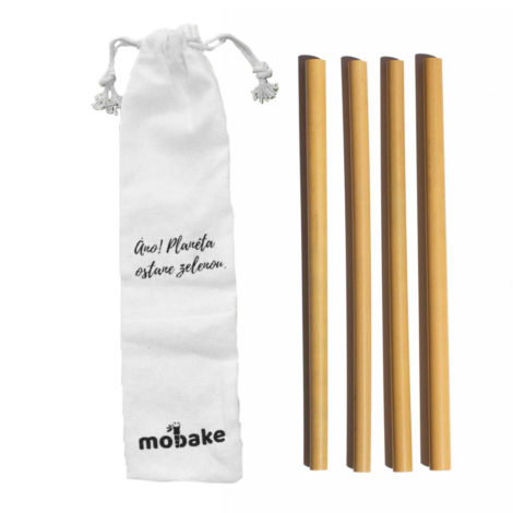 Bambusové slamky v bavlnenom vrecku (4ks)